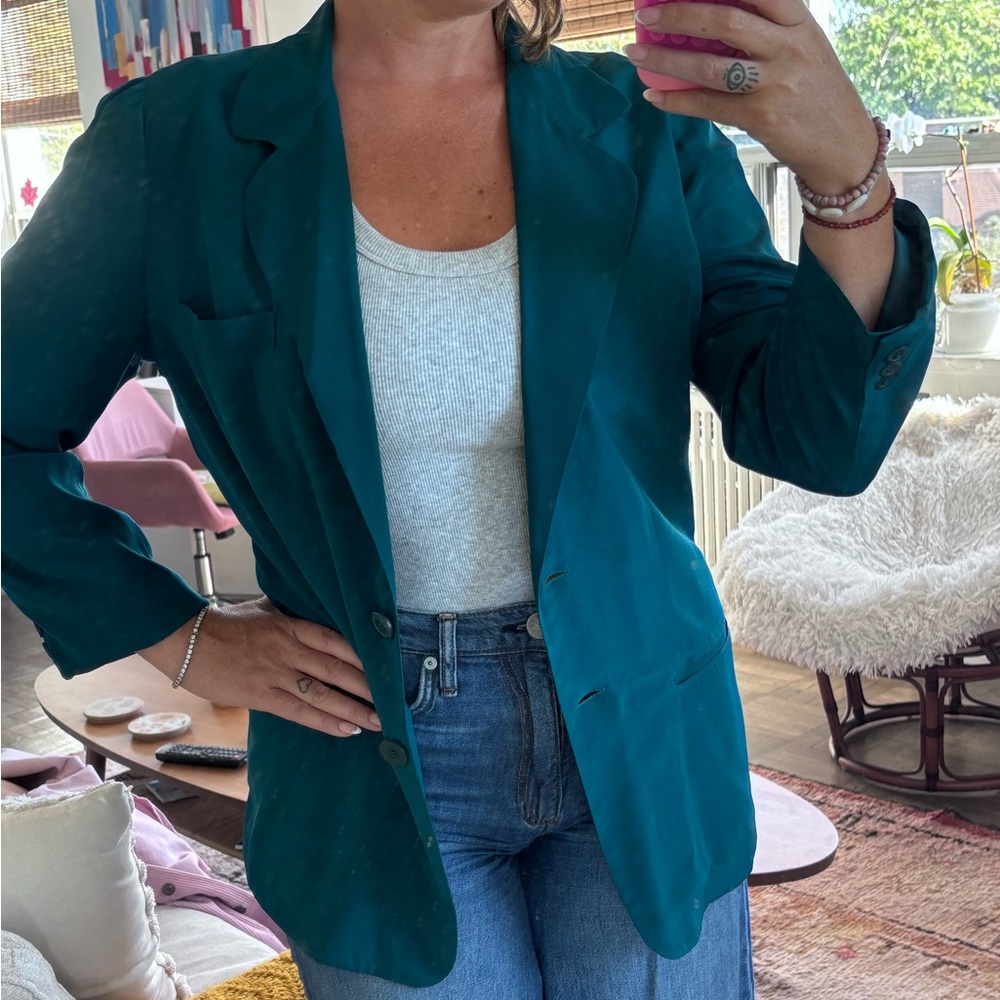 Silk Teal Oversized Blazer
